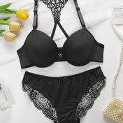 Resim 1 Set # Ön Tokalı Seksi Sırt Kadınlar Takımı Seksi Küçük Göğüs Toplu Sütyen Dantel ile Alt Çelik Kadınlar Br 