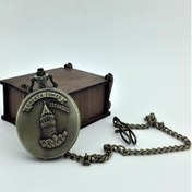Resim Hediye Sahibi Retro Tasarımlı Quartz Galata Kulesi Kabartmalı Zincirli Köstekli Cep Saati 