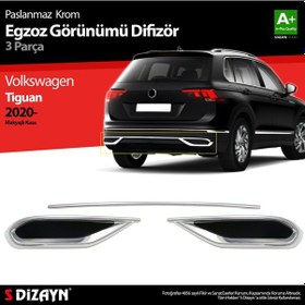Resim S-Dizayn Vw Tiguan Krom Egzoz Görünümü Difüzör 3 Parça 2020 Üzeri 