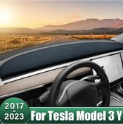 Resim Honeybeeshop Tesla Model Y & 3 Gösterge Paneli Kılıfı Uv Koruma Sol Direksiyon Kara 