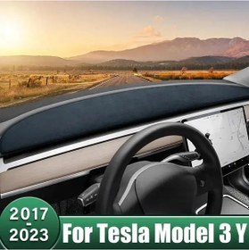 Resim Honeybeeshop Tesla Model Y & 3 Gösterge Paneli Kılıfı Uv Koruma Sol Direksiyon Kara 
