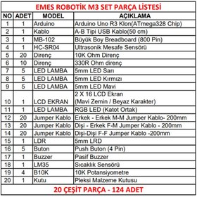 Resim Genel Markalar 124 Parça Uno R3 Robotik Kodlama Uygulamaları Süper Başlangıç Proje Eğitim Seti T1 Kutu 