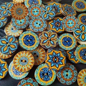 Resim 100 adet Vintage Çok Renkli Ahşap Düğmeler - DIY El İşleri, Dikiş & Giysiler, Çantalar & Kot Pantolonlar Üzerine Ütüleme Yamaları için Mükemmel, Dikiş Malzemeleri Aksesuarları 