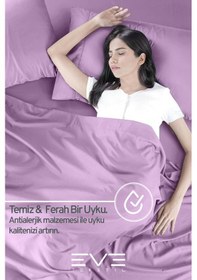 Resim Eve Tekstil Fitted Yüksek Kaliteli Penye Kumaş Tek Kişilik Lastikli Çarşaf Lila 