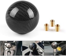 Resim Stil Evrensel Karbon Fiber Manuel Vites Topuzu 3 Adaptörü ile Çoğu Araba Dekorasyon Klasik Yuvarlak Kolay Kurulum Kullanımı Kolay 