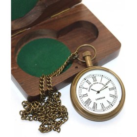 Resim İlk El Grup Ieg® Ahşap Kutulu Pirinç Köstekli Saat Model 4 