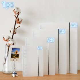 Resim 1 adet B5/A4/A5/A6 dairesel halka bağlayıcı/şeffaf mat plastik bağlayıcı/ipli bağlayıcı kabuk 