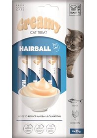 Resim M-pets Creamy Hairball Tavuklu Ve Tuna Balıklı Kedi Ödülü 4x15 Gr 