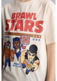 Resim Defacto Brawl Stars New Regular Fıt Ekru Erkek Çocuk T-shirt G8946a8/er99 