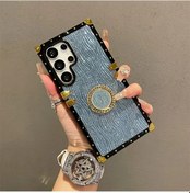 Resim Turcoshop11 Parlak Su Dalgası S24 Plus Kılıf Üç Yıldız Halka Tutuculu Koruma Mavi 