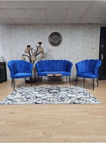 Resim ZAFİR Siyah Boyalı Tel Ayak Papatya Çay Seti Koltuk Takımı , Balkon, Salon, Ofis, Cafe Koltuk Takımı 