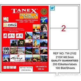Resim Tanex Prınter Lazer Yazıcı Etiketi Tw-2102 210X148.5MM 