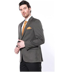 Resim Wessi Kendinden Desenli Slim Fit Kahverengi Erkek Ceket 001 