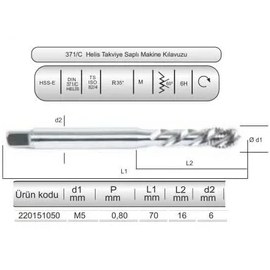 Resim Diatools Hsse DIN371/C 35° Helis M5X0,8 (6h) 8co 