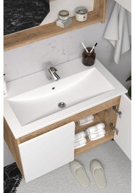 Resim Teta Home Napoli 65 Cm Mdf Banyo Dolabı Seti + Boy Dolabı Atlantik Çam-beyaz Atlantik Çam - Beyaz 
