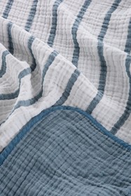 Resim 4 Kat Müslin Battaniye 120x120cm Navy Çizgili 