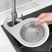 Resim 1 adet 316 Paslanmaz Çelik Lavabo Süzgeci Sepeti, Mutfak için Çıkarılabilir Ördek Başlıklı Depolama Süzgeci Rafı, Verimli Su Akışı için İnce Örgü Sepeti ile Asılı Süzgeç Sepeti 