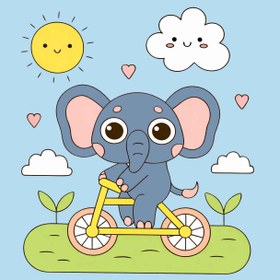 Resim Sayılarla Boyama Seti - Bisikletli Fil - 20x20 cm 