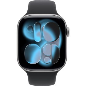 Resim Apple Watch Series 11 Gps, 42 mm uzay grisi Alüminyum kasa ve Siyah Spor kordon - m/l 