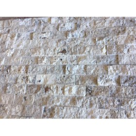 Resim Markataş 5X10Cm Latte Silver Doğal Taş Traverten Patlatma Mozaik Duvar Kaplaması 