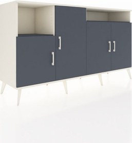 Resim Hyperion Konsol 5 Raflı 4 Kapaklı 176x44x99 Aytaşı-antrasit Aytaşı-antrasit 