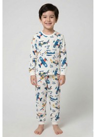 Resim Zuzunga Time To Fly Beyaz Desenli Çocuk Pijama Takımı Beyaz 