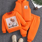 Resim Sonbahar ve Kış Takımı 'Hoodie Üst' Yelek Üst 'Sevimli Kız Desenli Moda Üç Parça Takım' Çocuklar için Mükemmel, Dış Mekan İçin 