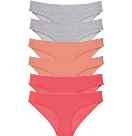 Resim 6 Adet Süper Eko Set Likralı Kadın Slip Külot Gri Pudra Fuşya Çok Renkli 