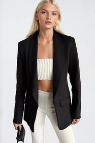 Resim Şal Yaka Astarlı Siyah Blazer Ceket - M 