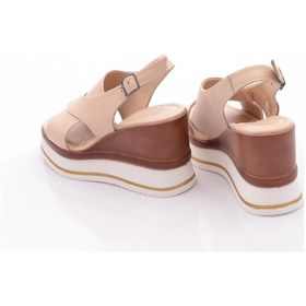 Resim Dgn 722-24170 Kadin Mega Kalin Taban Sandalet Bej 