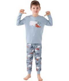 Resim Rolypoly Rp3420-2 Erkek Çocuk Kışlık İkili Pijama Takım Soft Yeşil 