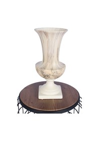 Resim Yapay Çiçek Sitesi Mermer Desenli Dekoratif Seramik Vazo 36 Cm Fildişi 