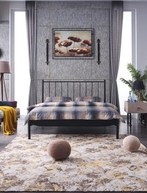 Resim Unimet Falez-st Çift Kişilik Metal Karyola-siyah (YÜKSEK BAŞLIKLI) (AHŞAP LATALI) 