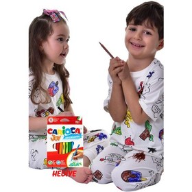 Resim Zuzunga En Sevimli Figürler Özel Kalemi İle Boyanabilir Çocuk Pijama Takımı 12'li Kalem Seti Beyaz 