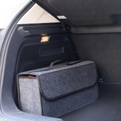Resim 1 adet Katlanabilir Felt Araba Bagajı Düzenleyici - Çoklu Bölümlerli Taşınabilir Depolama Kutusu, Dayanıklı Polyester Malzeme, Araç Düzenleme için İdeal, Araba Bagajı Düzenleyici 