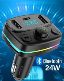 Resim Zineets Fm Araç Transmitter Bluetooth Sd Card Şarj Müzik Radyo Mikrofon Araç Içi Çakmaklık Şarj Ve Ses Cihaz 