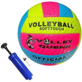 Resim Avessa Queen Fosforlu Voleybol Topu BSF-012 Sarı-Pembe-Mavi ve El Çok Renkli 
