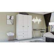 Resim Metalia Gm 854 Home 3 Kapılı 2 Çekmeceli Düğme Kulplu Gardırop 