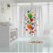 Resim Renkli Balon Desenli Banyo Perdesi-Baskılı Banyo Duş Perdesi 