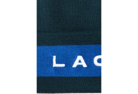 Resim Lacoste Renk Bloklu %100 Yün Erkek Bere Koyu Yeşil Mavi Beyaz 