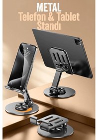 Resim Yüksek Kalite Metal Katlanabilir 360 Dönen Ayarlı Telefon Tutucu Masaüstü Telefon Tablet Standı S013 