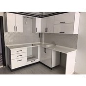 Resim 370 Cm Özel Köşe Mutfak Dolabı Mdf Kasa Mdf Kapak Antrasit - Beyaz 