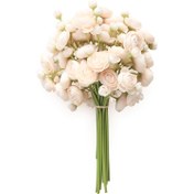 Resim 12 Adet Şampanya Renkli Yapay Mini Ranunculus Çiçekleri - DIY Krem Buketleri, Merkez Süsleri & Gelin Duşu Dekorasyonları için Toplu Paket, Mevsimlik Masa Dekoru | Sofistike Dekor | Zarif Yapraklar 