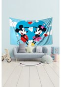 Resim Aşık Mickey Mouse Ve Minnie Desenli Duvar Halısı Duvar Örtüsü Çocuk Odası Tapestry Süet Dokulu Kumaş 