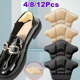 Resim 4/8/12 Adet (2 Çift) Ayarlanabilir Kaydırmaz Topuk Pedleri - 1cm/0.39in Kalınlıkta Sağlam, Kadın ve Erkek için Yarım Boy Azaltıcı Pedler - Yüksek Topuklu, Düz ve Botlarla Uyumlu - Bej/Siyah Renk - İş Yeri, Günlük Kullanım İçin Dayanıklı Kaydırmaz Tabanlık, Antiskid Yüzeyli, Tekstürlü Tutuş Malzemesi 