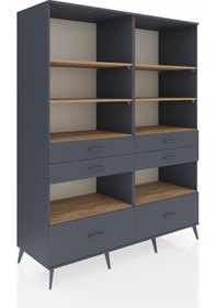 Resim Kronos Gardrop 8 Raflı 6 Çekmeceli 176x59x221 Antrasit-çam/antrasit Çam/antrasit 