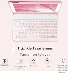 Resim iPad 2022 10.9 inç 10.nesil Uyumlu Klavyeli Tablet Kılıf Pembe 