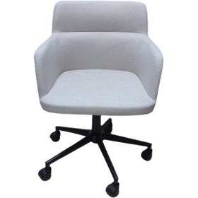 Resim Sekreter Sandalyesi Döküm Süngerli Krem Renk Keten Kumaş 