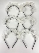 Resim Hobigram Beyaz Lazer Çiçekli 6 Adet Nedime Tacı Ve Hediyelik Çocuk Tacı 6 Adet – Kına Eğlence Aksesuarı 