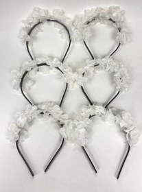 Resim Hobigram Beyaz Lazer Çiçekli 6 Adet Nedime Tacı Ve Hediyelik Çocuk Tacı 6 Adet – Kına Eğlence Aksesuarı 